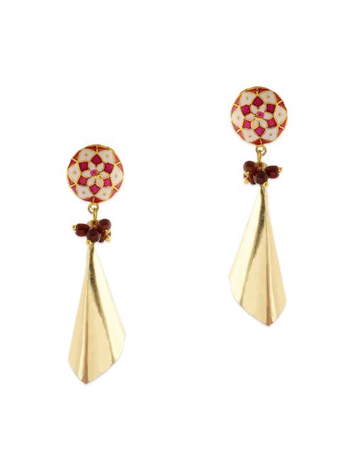 gold enamelled beads embellished earrings - 13077917 - Very Small Image - 1