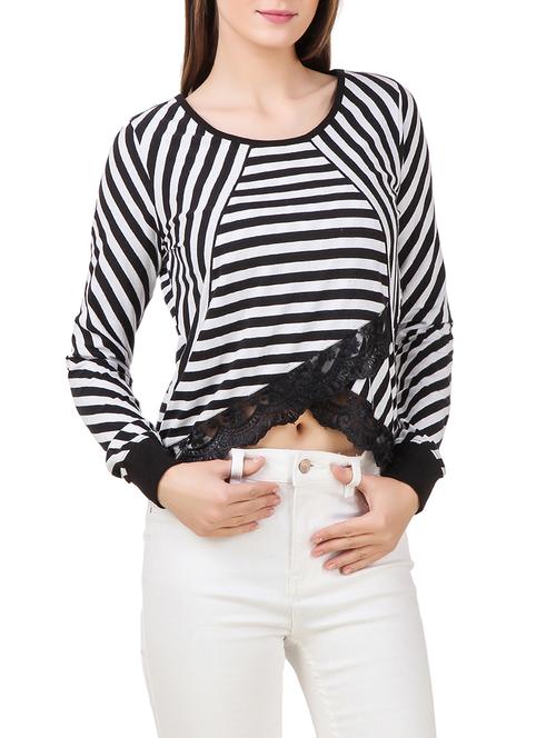 laced edge striped asymmetric top - 13078385 - Very Small Image - 1