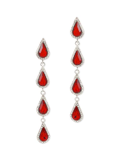 red metallic studded drop earrings - 1308052 - Very Small Image - 1