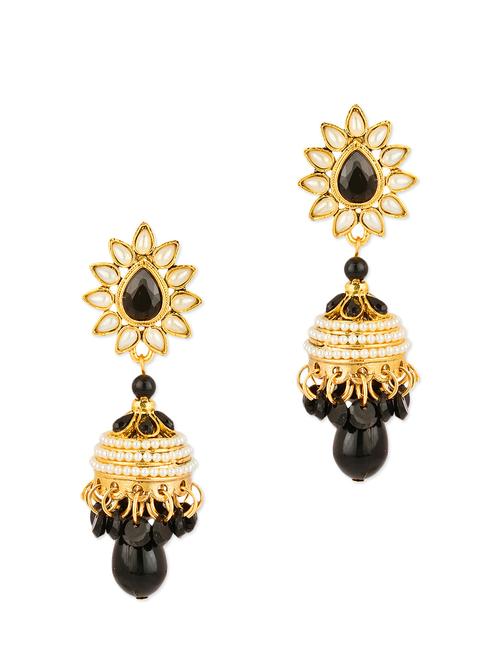 black metallic studded jhumka - 1308077 - Very Small Image - 1