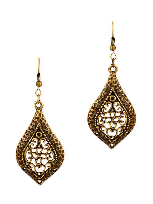 golden metallic embellished drop earrings - 1308090 - Very Small Image - 1