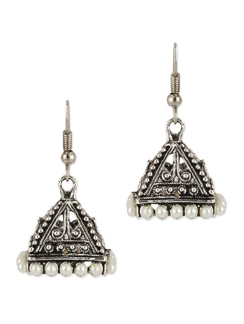 silver metallic embellished jhumka - 1308092 - Very Small Image - 1