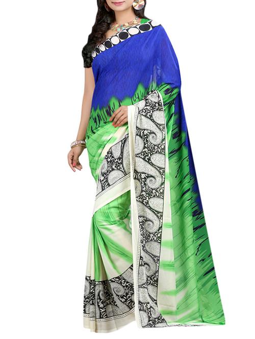 multi colored georgette printed saree with blouse - 13081546 - Very Small Image - 1