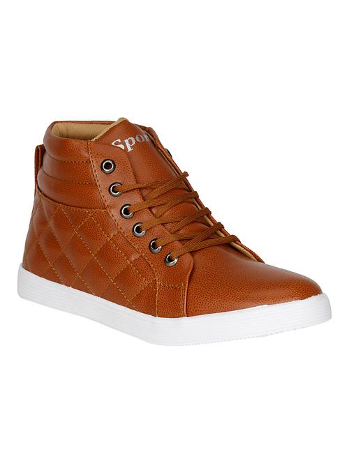tan leatherette lace up sneaker - 13085356 - Very Small Image - 1