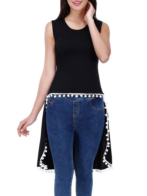 black cotton asymmetric top - 13085717 - Very Small Image - 1