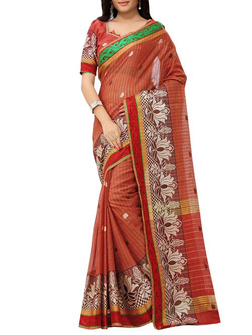 red chanderi saree - 13086387 - Very Small Image - 1