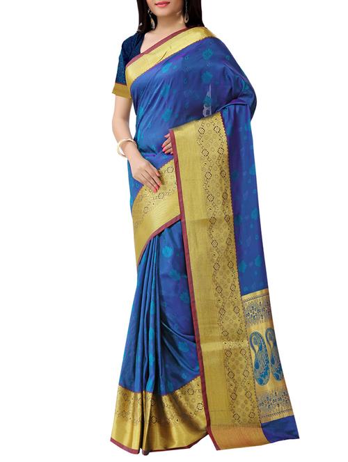blue silk paithani saree - 13086507 - Very Small Image - 1