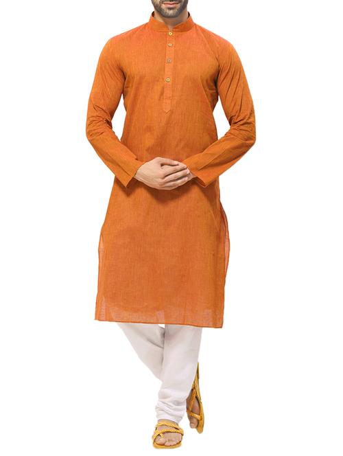 orange cotton kurta pyjama set - 13086582 - Very Small Image - 1