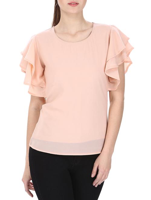 blush pink flared sleeve top - 13086820 - Very Small Image - 1