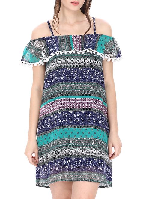 cold shoulder lace trim shift dress - 13086836 - Very Small Image - 1