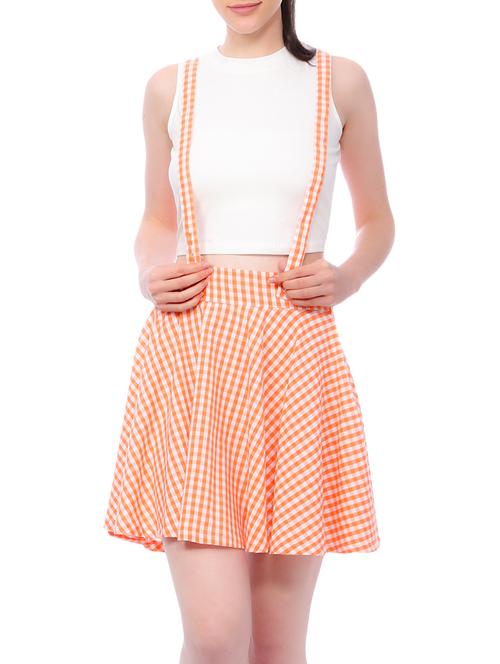 orange checkered cotton skater skirt - 13087198 - Very Small Image - 1