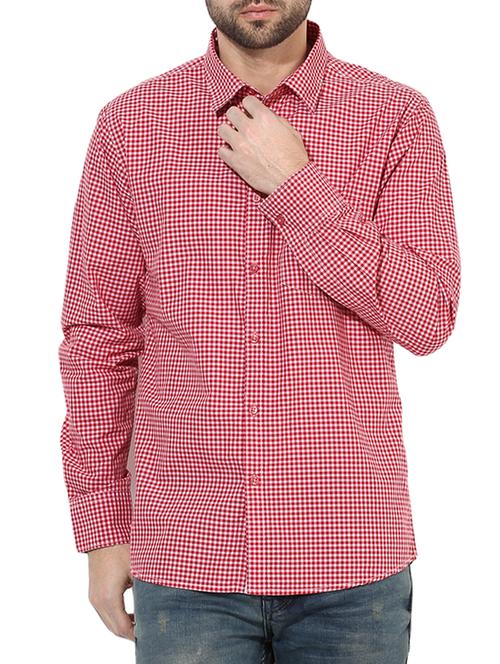 red cotton checked casual shirt - 13087905 - Very Small Image - 1