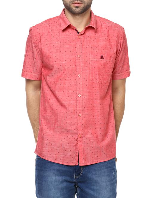red cotton blend printed casual shirt - 13087922 - Very Small Image - 1