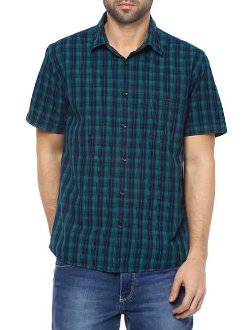 green cotton checked casual shirt - 13087945 - Very Small Image - 1