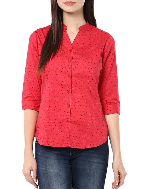 red printed cotton regular shirt - 13089058 - Very Small Image - 1