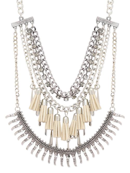 embellished silver layered statement necklace - 1308939 - Very Small Image - 1
