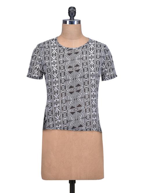 printed black and white keyhole back top - 1309008 - Very Small Image - 1