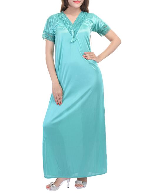 sea green satin gown - 13091590 - Very Small Image - 1