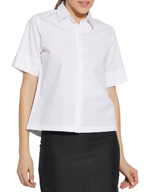 white cotton boxy shirt - 13091622 - Very Small Image - 1