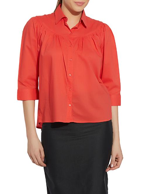 solid red cotton shirt - 13091628 - Very Small Image - 1