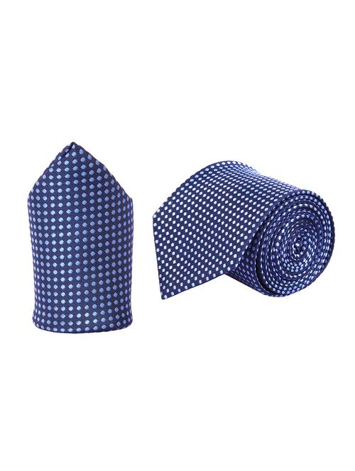 blue micro fiber tie and a pocket square - 13092473 - Very Small Image - 1