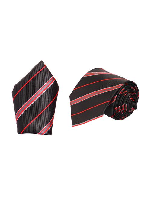 black micro fiber tie and a pocket square - 13092536 - Very Small Image - 1