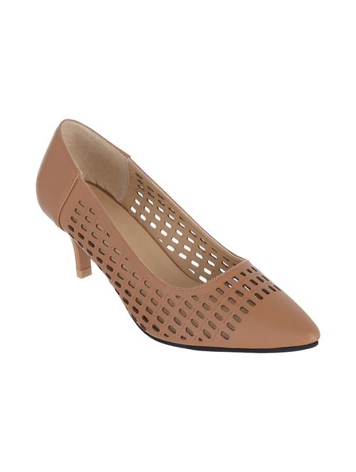 tan leatherette slip on pumps - 13095234 - Very Small Image - 1