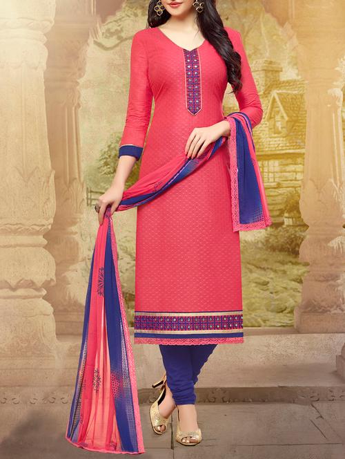 red churidaar dress material - 13096988 - Very Small Image - 1