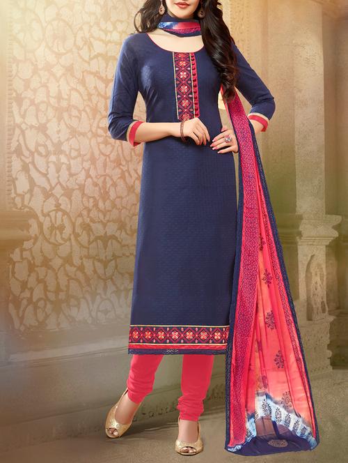 blue churidaar dress material - 13096991 - Very Small Image - 1