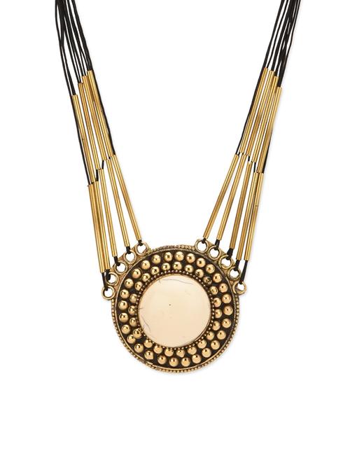 gold and black embellished necklace - 13099891 - Very Small Image - 1