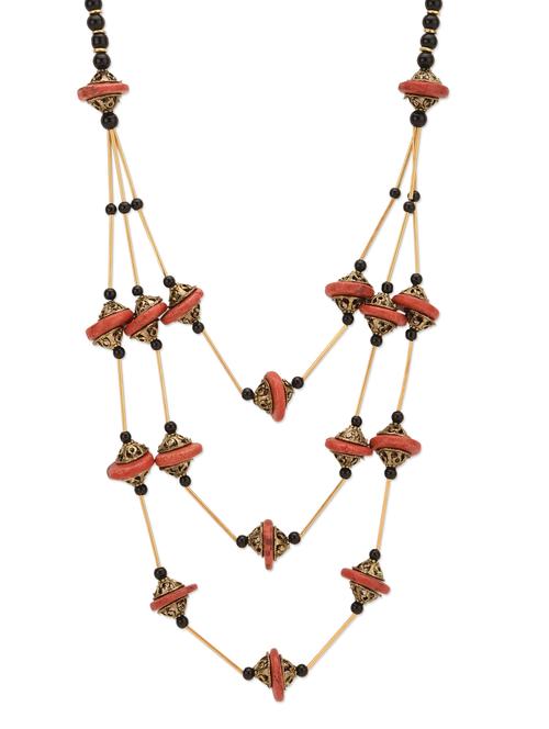 multicoloured embellished brass necklace - 13099896 - Very Small Image - 1