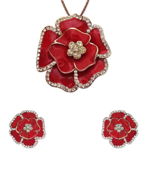 red metal pendants and earring - 13101978 - Very Small Image - 1