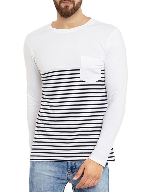 white cotton striped t-shirt - 13103576 - Very Small Image - 1