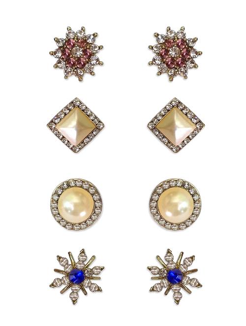 multi colored metal studs (set of 4) earrings - 13104998 - Very Small Image - 1