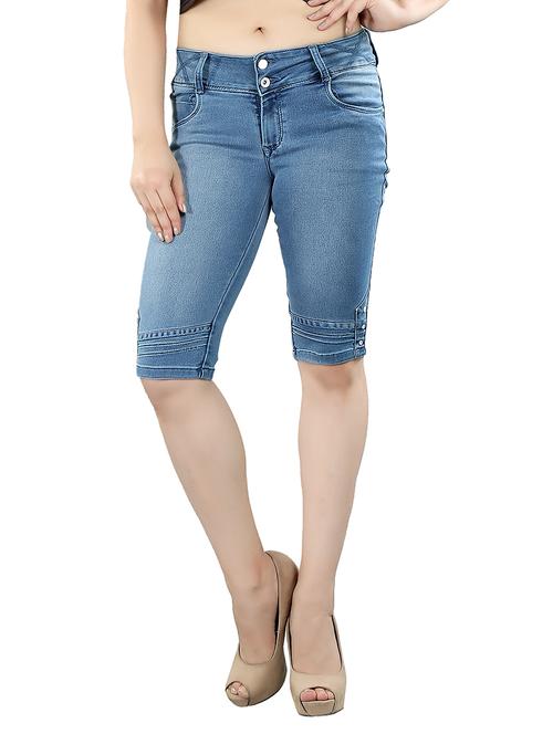 mid rise denim shorts - 13105116 - Very Small Image - 1