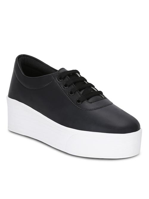 black faux leather plimsolls sneakers - 13105148 - Very Small Image - 1