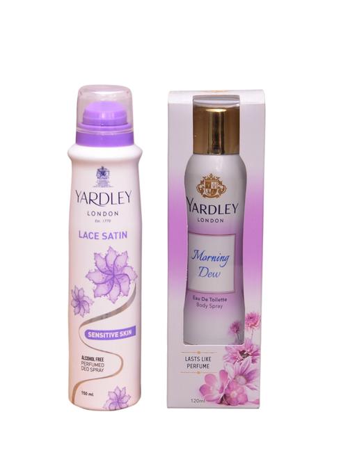 yardley london lace satin::morning dew perfume body spray - for women (270 ml ) - 13106793 - Very Small Image - 1