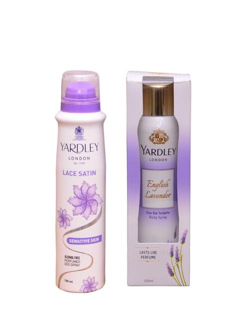 yardley london lace satin::english lavender perfume body spray - for women (270 ml ) - 13106797 - Very Small Image - 1