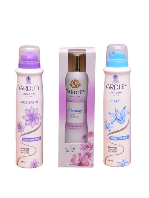 yardley london lace satin::morning dew::lace perfume body spray - for women (420 ml ) - 13106803 - Very Small Image - 1
