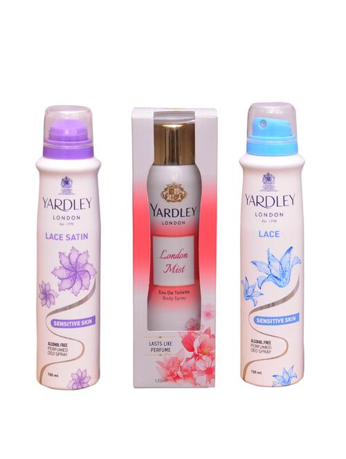 yardley london lace satin::london mist::lace perfume body spray - for women (420 ml ) - 13106804 - Very Small Image - 1
