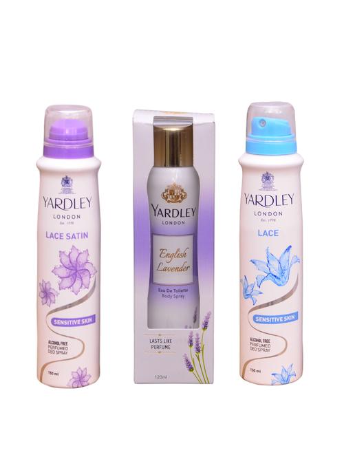 yardley london lace satin::english lavender::lace perfume body spray - for women (420 ml ) - 13106805 - Very Small Image - 1