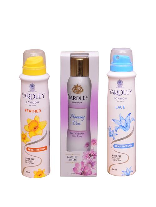 yardley london feather::morning dew::lace perfume body spray - for women (420 ml ) - 13106807 - Very Small Image - 1