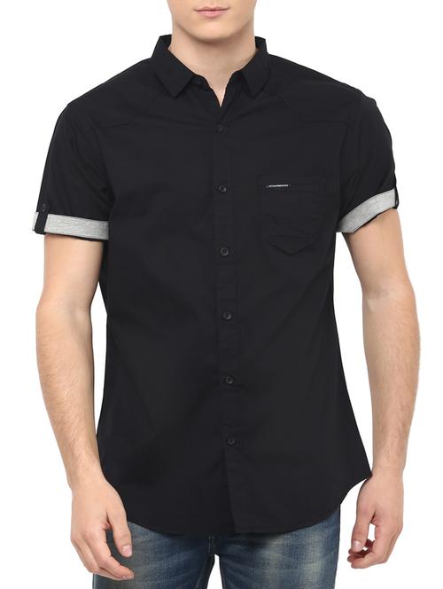 black cotton casual shirt - 13107702 - Very Small Image - 1