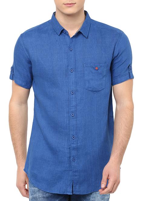 blue linen casual shirt - 13107718 - Very Small Image - 1