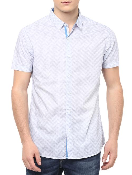 light blue cotton printed casual shirt - 13107751 - Very Small Image - 1