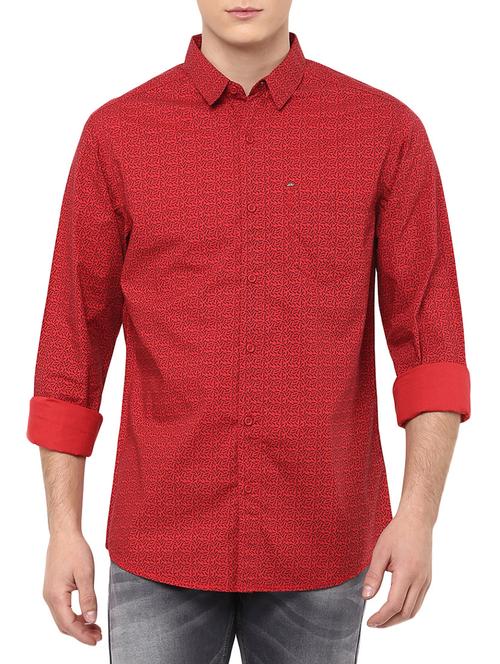 red cotton printed casual shirt - 13107766 - Very Small Image - 1