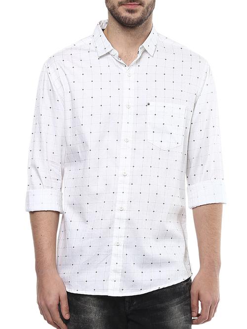 white cotton checked casual shirt - 13107770 - Very Small Image - 1