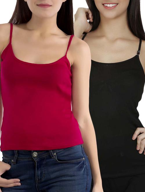 set of 2 multicolored cotton camisoles - 13108445 - Very Small Image - 1