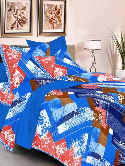 always plus blue contemporary cotton bedsheet (1 double bedsheet with 2 pillow cover)with tc160 - 13110041 - Very Small Image - 1