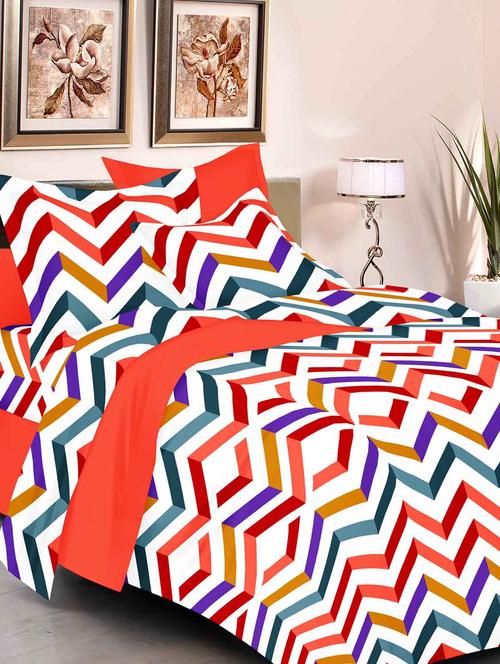 always plus orange contemporary cotton bedsheet (1 double bedsheet with 2 pillow cover)with tc160 - 13110057 - Very Small Image - 1